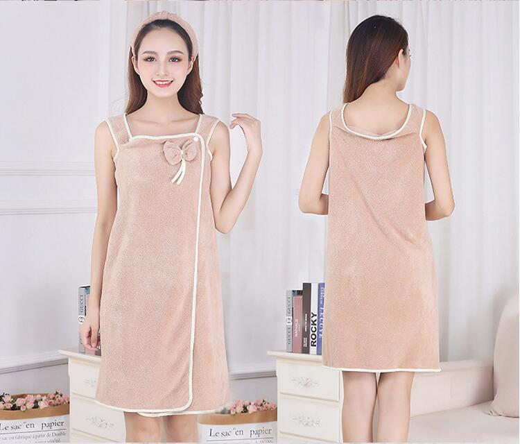Coral fleece can be worn as a bath skirt, soft, absorbent and non-hair loss adult bath towel, beauty