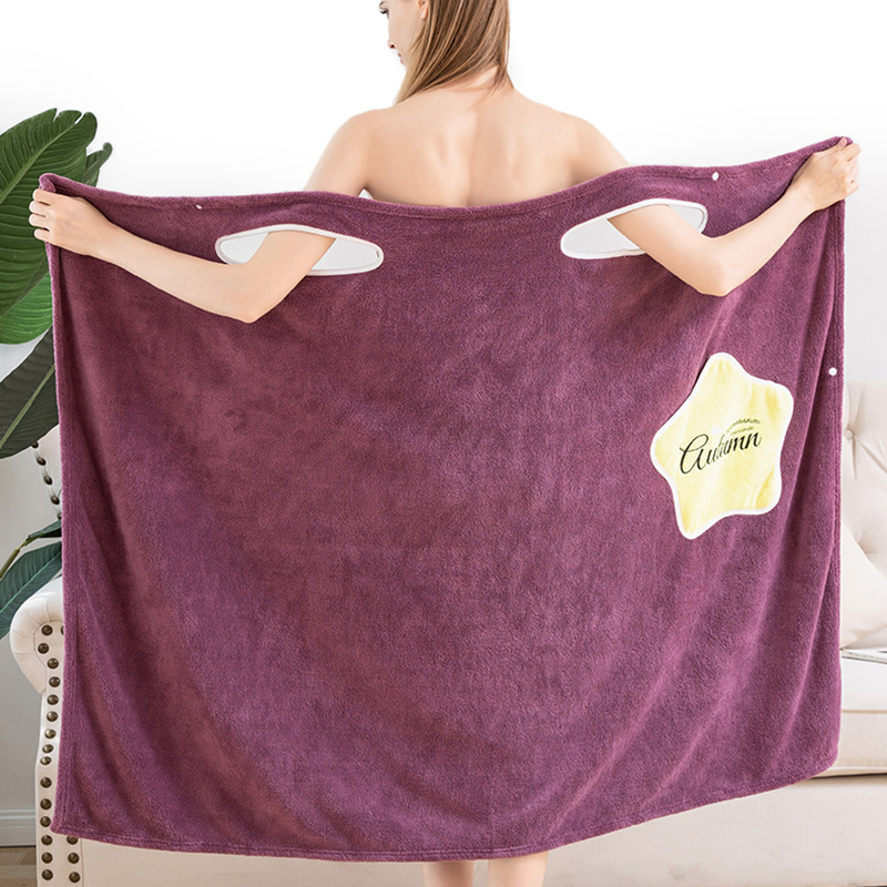 Wearable Bath Towel Superfine Fiber Towels Soft and Absorbent Chic Towel for Autumn Women Bathrobe