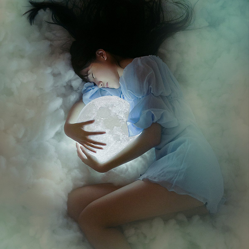 Rechargeable 3D Print Moon Lamp Color Change Touch Switch Bedroom Bookcase Night Light Home Decor