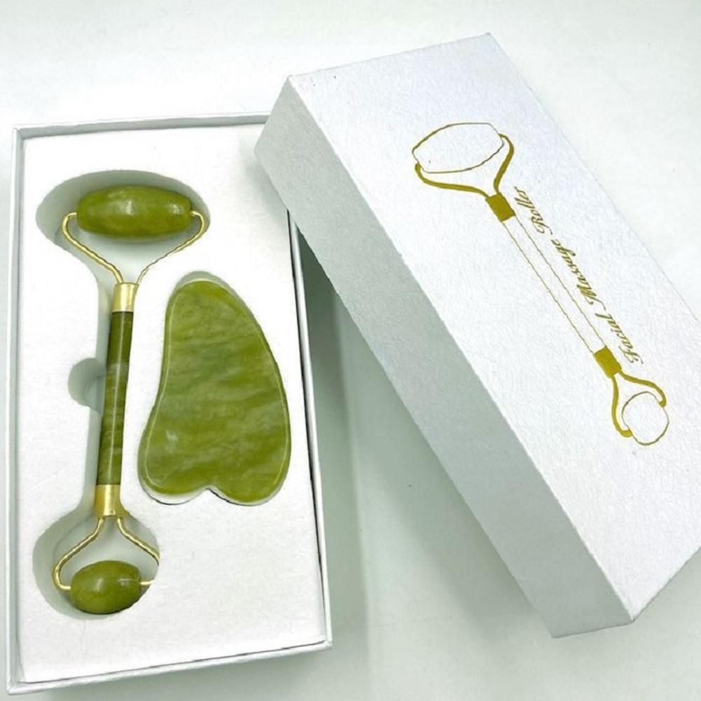 Jade Push Massageador Face Lift Tools Face Massager Skin Care Natural Jade Roller Double Head Facial