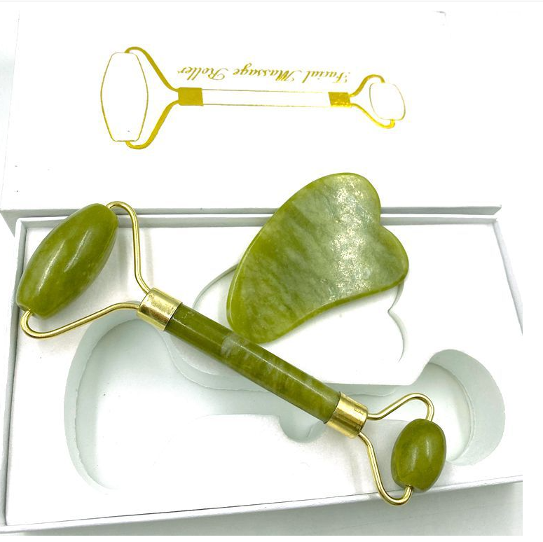 Jade Push Massageador Face Lift Tools Face Massager Skin Care Natural Jade Roller Double Head Facial