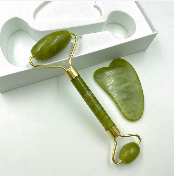 Jade Push Massageador Face Lift Tools Face Massager Skin Care Natural Jade Roller Double Head Facial