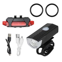 USB Rechargeable Bike Light MTB Bicycle Front Back Rear Taillight Cycling Safety Warning Light Waterproof Bicycle Lamp Flashligh Black + Red one