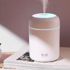 Portable 300ml Electric Air Humidifier Aroma Oil Diffuser USB Cool Mist Sprayer with Colorful Night Light for Home Car White 78x119mm