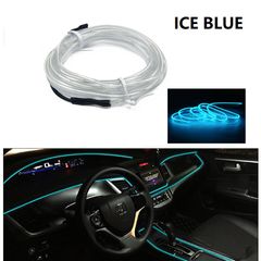 Automobile Atmosphere Lamp Car Interior Lighting LED Strip Decoration Garland Wire Rope Tube Line Flexible Neon Light USB Drive 5M Ice Blue