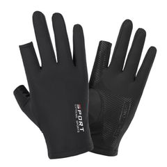 Ice Silk Half-finger Cycling Gloves for Men and Women Outdoor Sports Fitness Driving Fishing High-elastic Comfortable Sunscreen Ice Silk Half-finger Cycling Gloves for Men and Wome Black