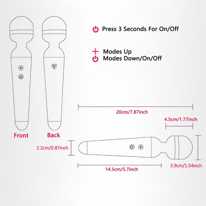 Wand Massager Rechargeable Handheld Cordless Portable Body Vibrator For Women Men Adult Toy for Sex Muscle Relax Valentine Gift Girlfriend Wife