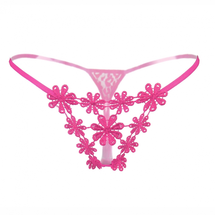 Women&apos;s Sexy Floral Crotchless G-String Stretchy Embroidery Panties Thong Cute Underwear