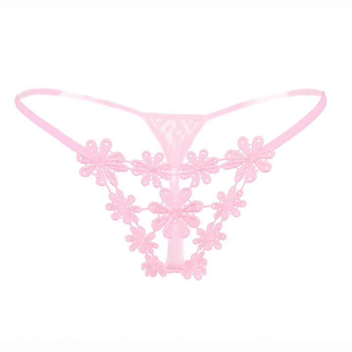 Women&apos;s Sexy Floral Crotchless G-String Stretchy Embroidery Panties Thong Cute Underwear