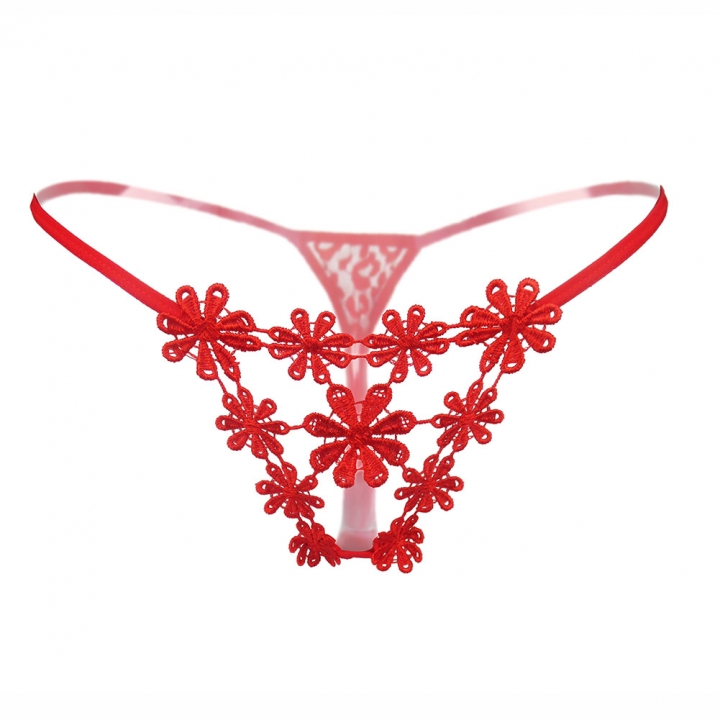 Women&apos;s Sexy Floral Crotchless G-String Stretchy Embroidery Panties Thong Cute Underwear