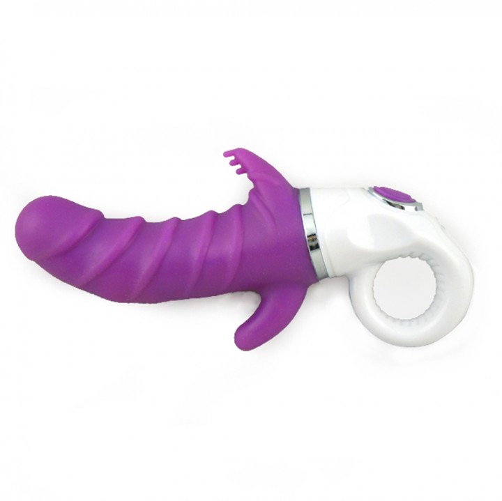 Rechargeable Battery Silicone Vibrator With Pull Loop Dildo spiral texture for Women