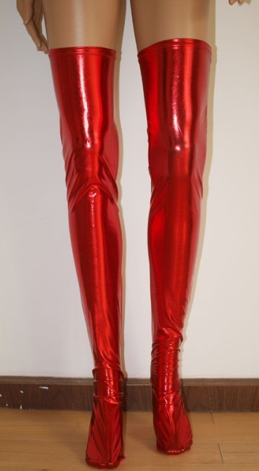 Womens Sexy Thigh-high Leather Hollow Out Stockings Lace Lingerie Bow Clubwear Socks KZ6242