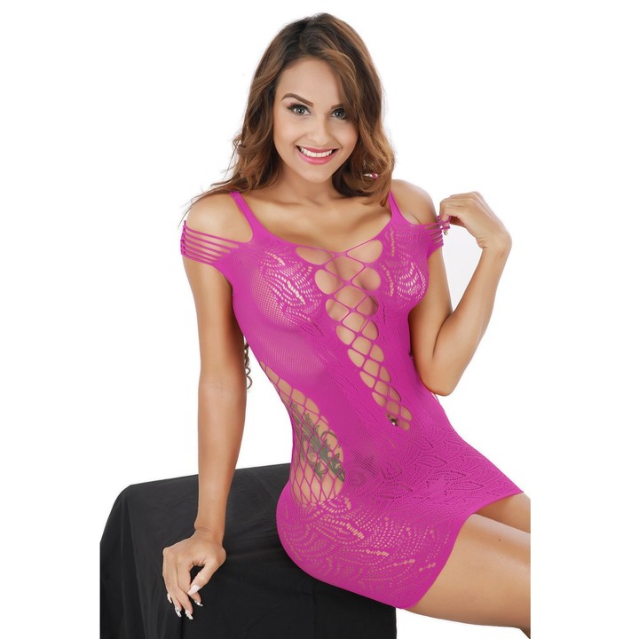 Women's See Though Crotchless Mesh Lingerie Fishnet Babydoll High Elasticiy Bodystocking KZ6338