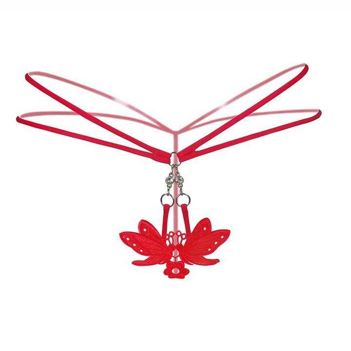 Women's Sexy G-String Thong With Butterfly Pendant Diamond Crotchless Lingerie Underwear KZ6311