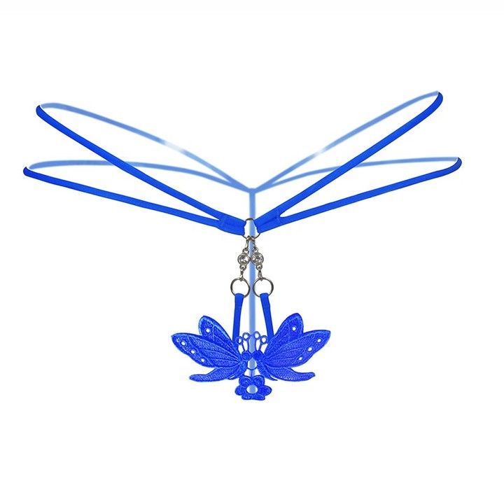 Women's Sexy G-String Thong With Butterfly Pendant Diamond Crotchless Lingerie Underwear KZ6311