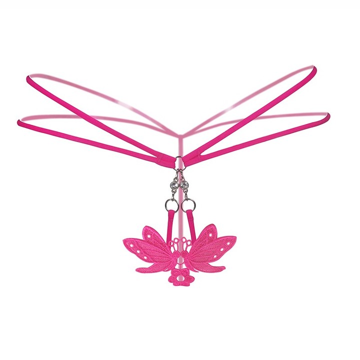 Women's Sexy G-String Thong With Butterfly Pendant Diamond Crotchless Lingerie Underwear KZ6311