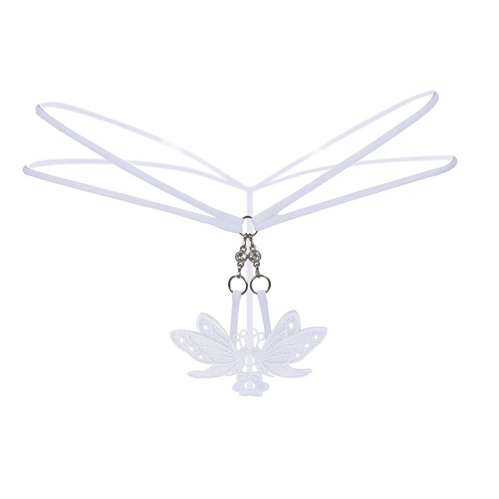 Women's Sexy G-String Thong With Butterfly Pendant Diamond Crotchless Lingerie Underwear KZ6311