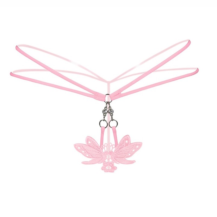Women's Sexy G-String Thong With Butterfly Pendant Diamond Crotchless Lingerie Underwear KZ6311