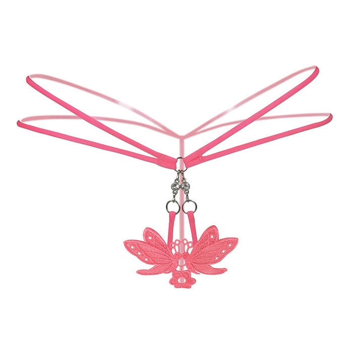 Women's Sexy G-String Thong With Butterfly Pendant Diamond Crotchless Lingerie Underwear KZ6311