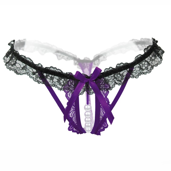Sexy Massage Pearl G-String Thong Lace T-Back Panties Underwear For Women KZ6331