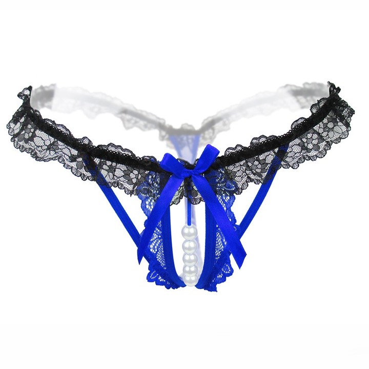 Sexy Massage Pearl G-String Thong Lace T-Back Panties Underwear For Women KZ6331