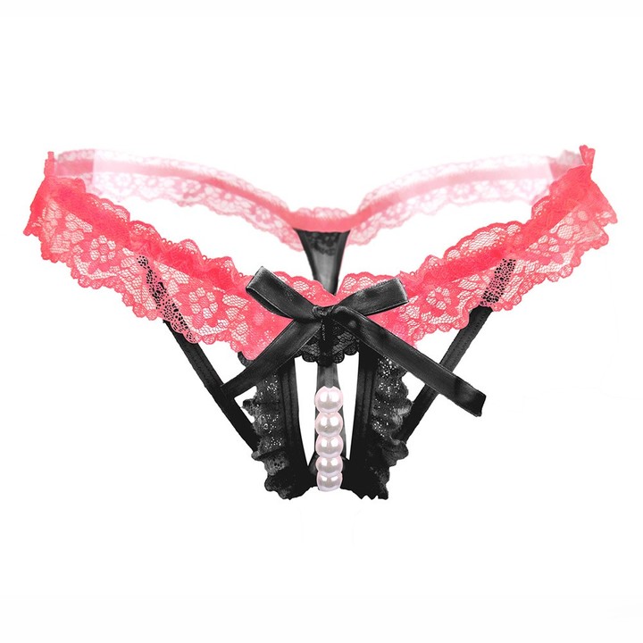 Sexy Massage Pearl G-String Thong Lace T-Back Panties Underwear For Women KZ6331