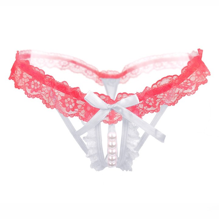 Sexy Massage Pearl G-String Thong Lace T-Back Panties Underwear For Women KZ6331