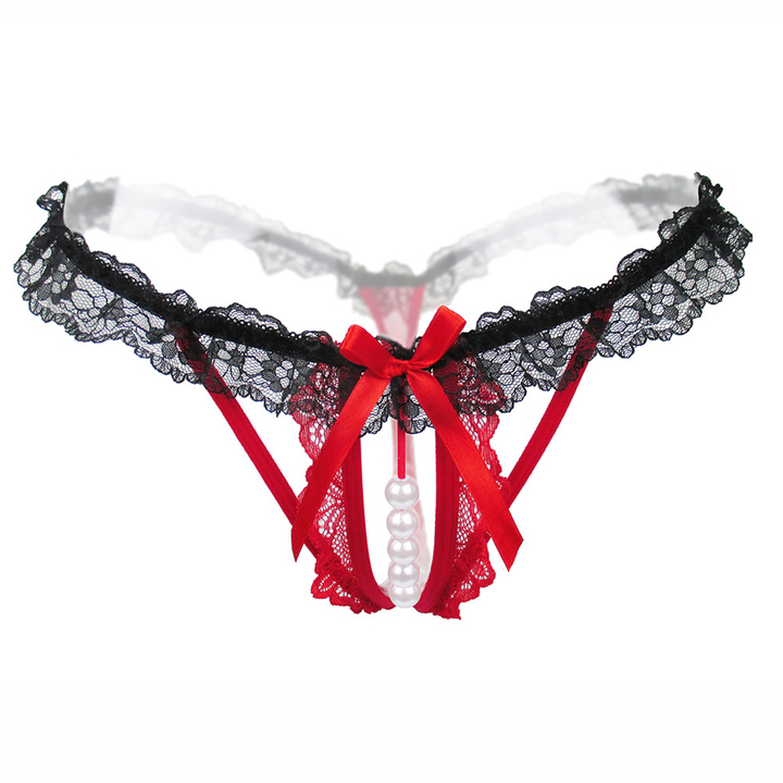 Sexy Massage Pearl G-String Thong Lace T-Back Panties Underwear For Women KZ6331