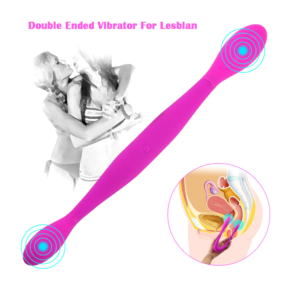 Dual Heads Vibrator USB Charging Bendable Sex Toy For Lesbian Couples