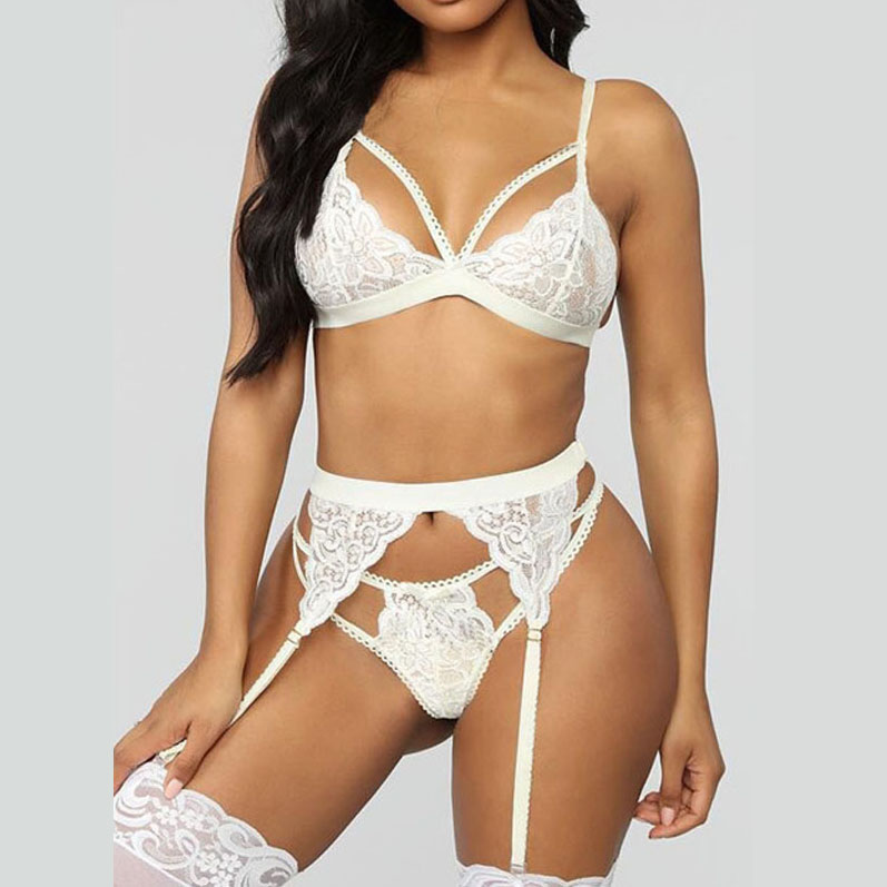 Women Sexy Lingerie Babydoll Set Bra Garter Belt G-String Bodysuit 3pcs Pack Valentine Gift for Girlfriend Wife