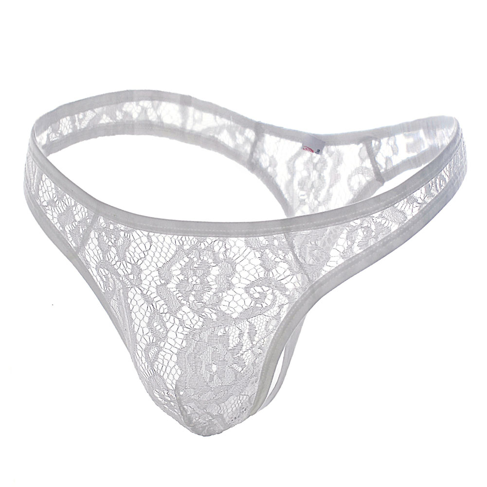 Men&apos;s 2 Colors Pack Sexy Brief Cool Lace Thong Mesh G-Strings Bikini Underwear Gift For Boyfriend