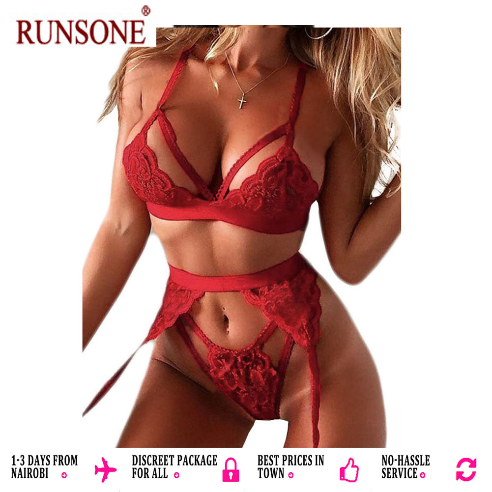 Women Sexy Lingerie Babydoll Set Bra Garter Belt G-String Bodysuit 3pcs Pack Valentine Gift for Girlfriend Wife
