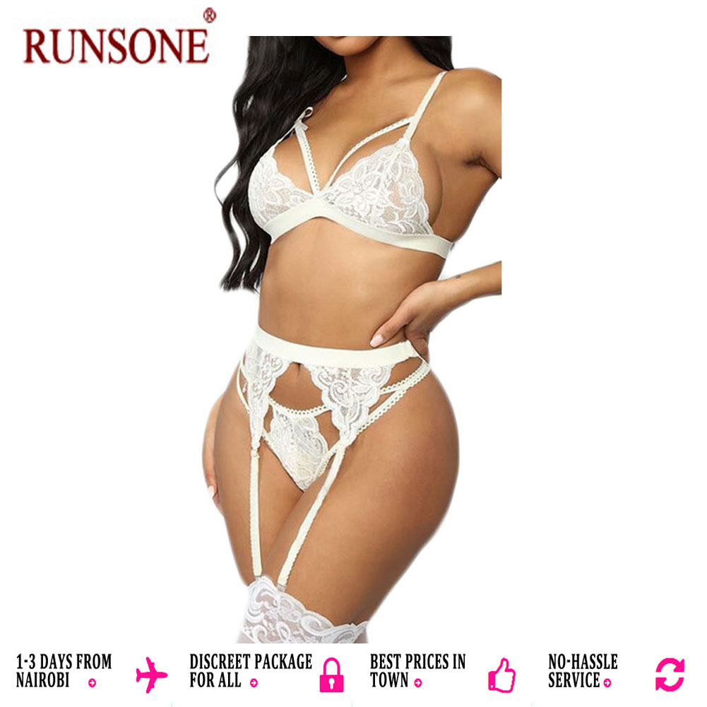 Women Sexy Lingerie Babydoll Set Bra Garter Belt G-String Bodysuit 3pcs Pack Valentine Gift for Girlfriend Wife