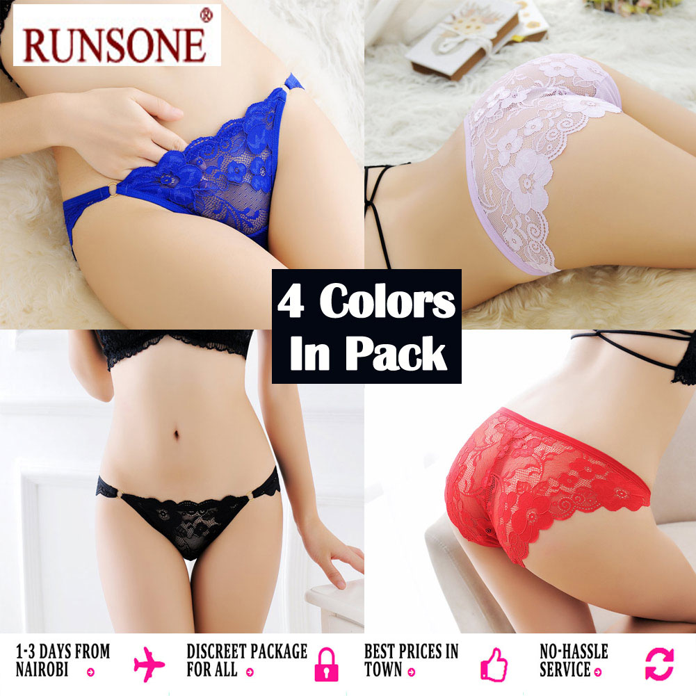Womens 4 Colors Pack Sexy Lace Underwear Cute Breathable Panties Thongs Perfect Gift For Girlfriend Wife