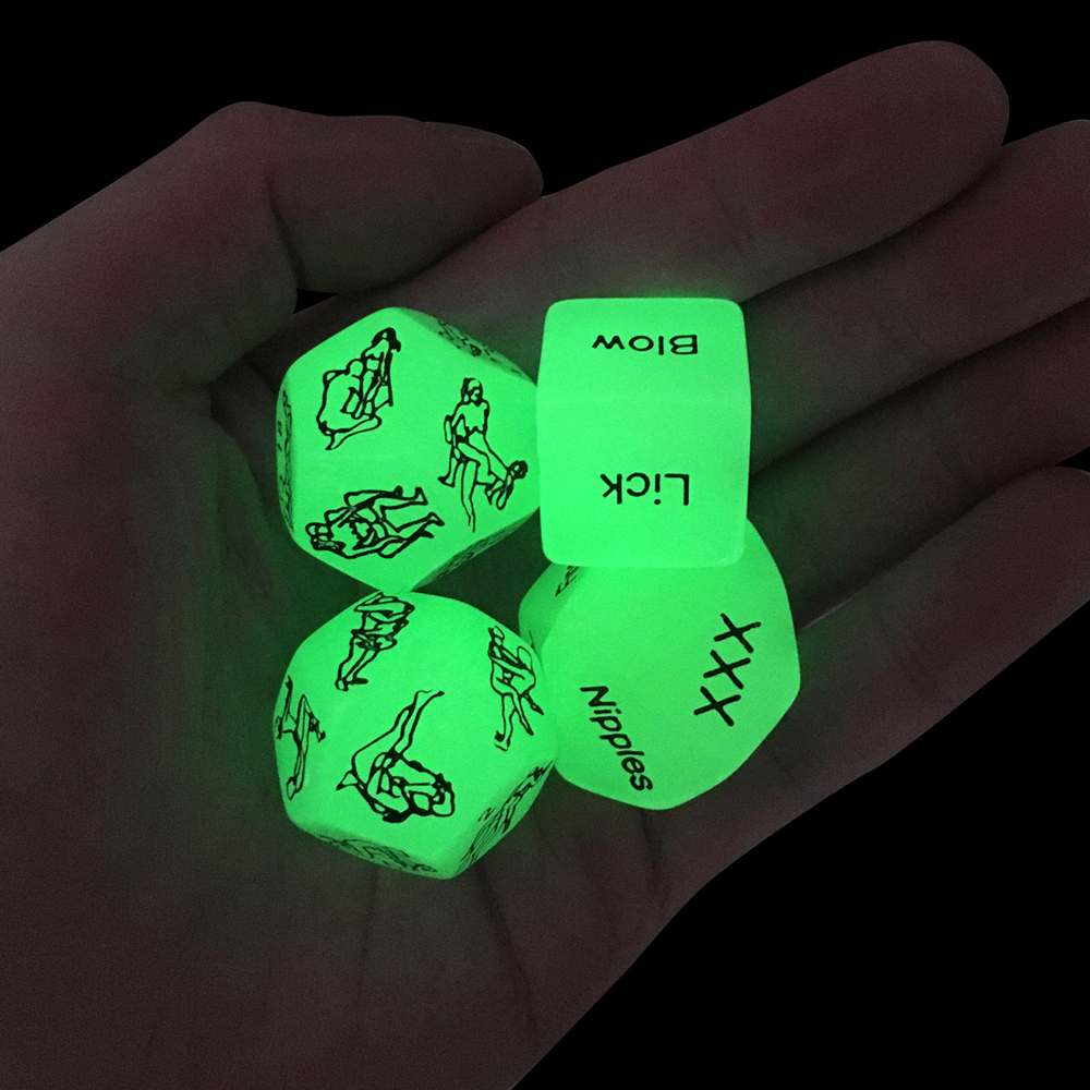 4pcs Pack Glow Sex Dice 12-sided Adult Game Lover Positions Gag Love Sex Toys Gift for Couples