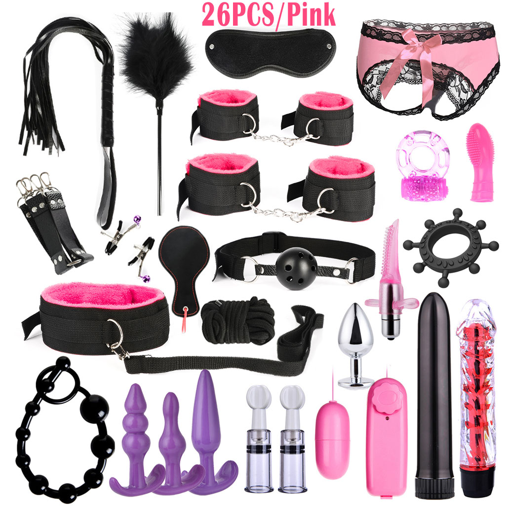 26pcs Pack Sex Restraints BDSM Leather Bondage Adult Sex Toys Fetish SM Role Play Game Tool for Women Couple