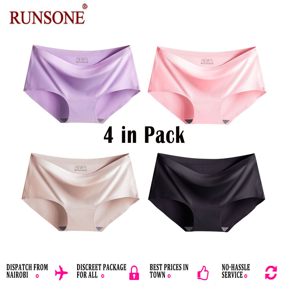 Womens 4in1 Ice Silk Seamless Underwear Invisible Panties Lingerie Brief Gift for Girlfriend Wife