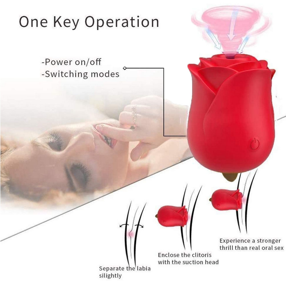 Rose Sucking Vibrator Clit Licking Tongue Powerful Rechargeable Adult Compact Masturbator Sex Toys Perfect Gift For Women Wife Girlfriend Couples