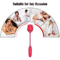 Rose Toy Vibrator Thrusting G Spot Dildo Clitoral Sucking Stimulator Anal Plug Clit Nipples Oral Licking Adult Foreplay Teasing Sex Toys for Women Couple Solo Masturbation