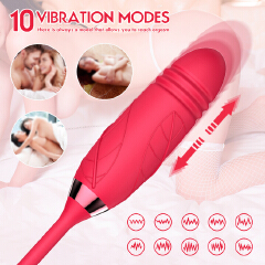 Rose Toy Vibrator Thrusting G Spot Dildo Clitoral Sucking Stimulator Anal Plug Clit Nipples Oral Licking Adult Foreplay Teasing Sex Toys for Women Couple Solo Masturbation