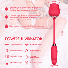 Rose Toy Vibrator Thrusting G Spot Dildo Clitoral Sucking Stimulator Anal Plug Clit Nipples Oral Licking Adult Foreplay Teasing Sex Toys for Women Couple Solo Masturbation