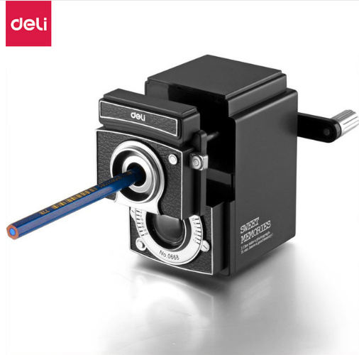 Deli 0668 Sharpener Vintage Camera Pencil Sharpener Creative Hand Pencil Sharpener Student Gift