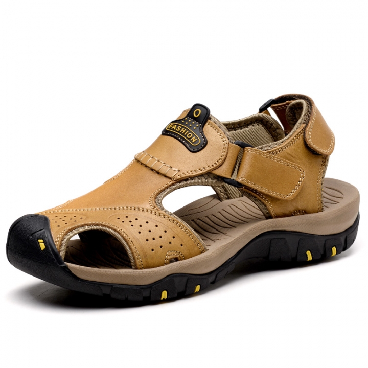 Luxury Casual Leather Sandals Men Fashion Genuine Leather Beach Sandal Split Flip Flop Leisure Shoes