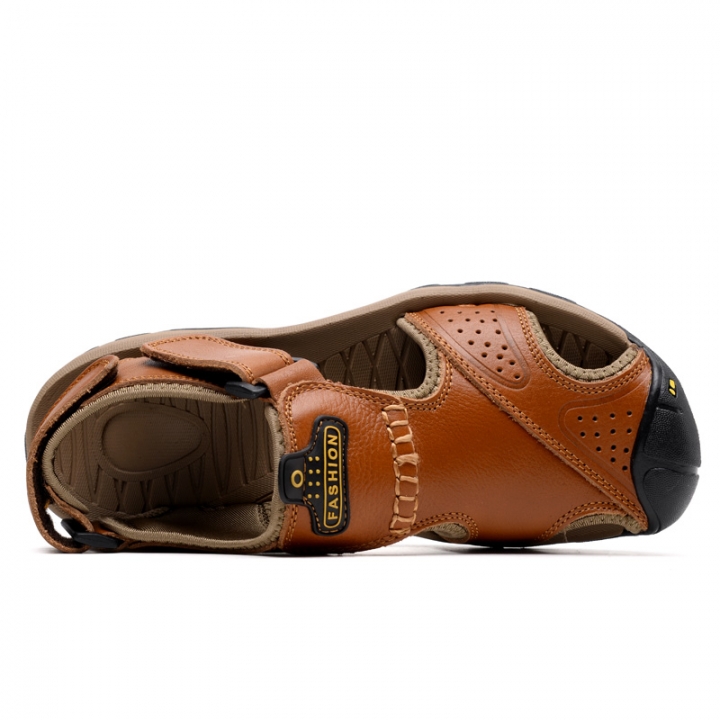 Luxury Casual Leather Sandals Men Fashion Genuine Leather Beach Sandal Split Flip Flop Leisure Shoes