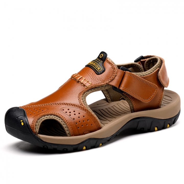 Luxury Casual Leather Sandals Men Fashion Genuine Leather Beach Sandal Split Flip Flop Leisure Shoes