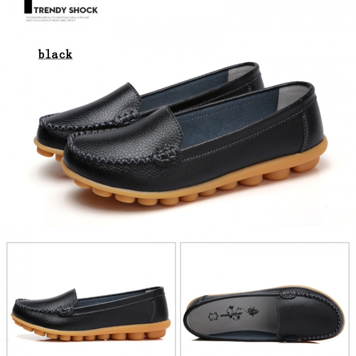 Fashion Women Cow Split Soft Sole Genuine Leather Shoes Platform Casual Leisure Nurse Peas Shoes