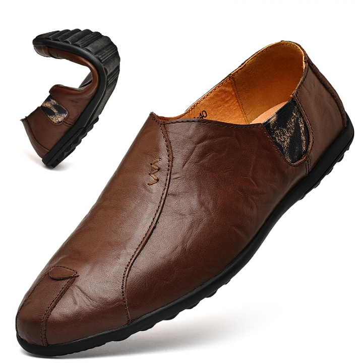 Gentleman Casual Loafers Business Driving Moccasins Slip on Genuine Leather Men Walking Shoes