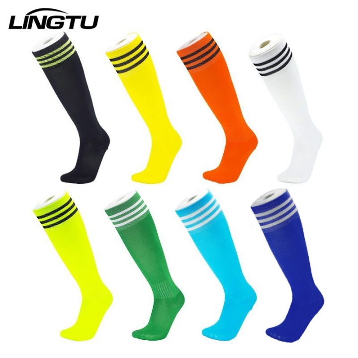 3pairs Men Thin Three Bars Football Socks Kids Spring Cotton Sport Socks Adult Knee Stripe Stockings