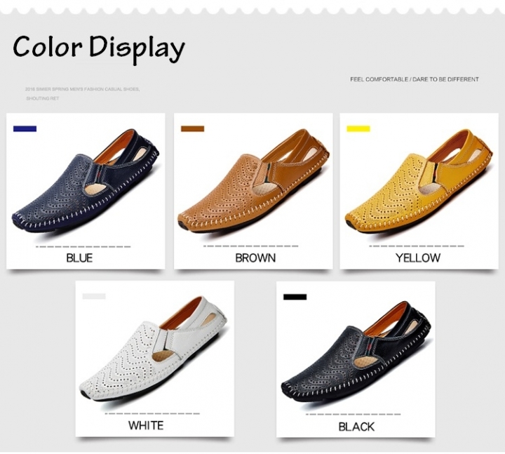 Big Size Men Driving Shoes Genuine Leather Hollow Quality Peas Shoes Soft Men Comfortable Loafers