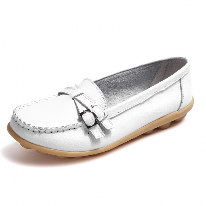 Women Leather Shoes Spring Comfortable Leisure Shoes Non-slip Soft Lady Flat Loafers Plus Size Shoes